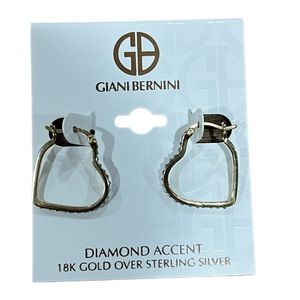 Giana Bernini 18K Gold Over Sterling Silver Heart Earrings NWT